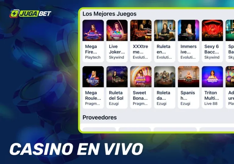 Mesas de casino en vivo de Evolution y Playtech en JugaBet