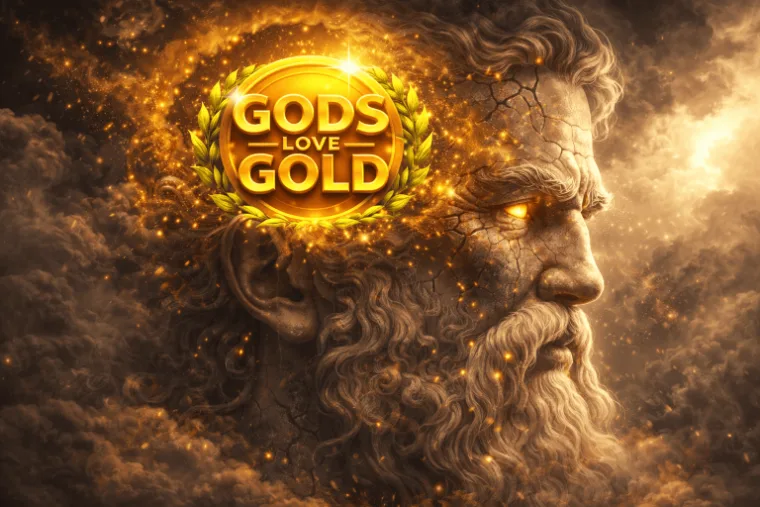 Portada de la tragamonedas Gods Love Gold con temática de dioses