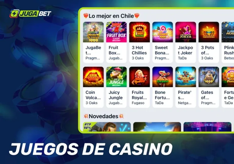 Categorías del casino de JugaBet: tragamonedas, mesas y juegos rápidos